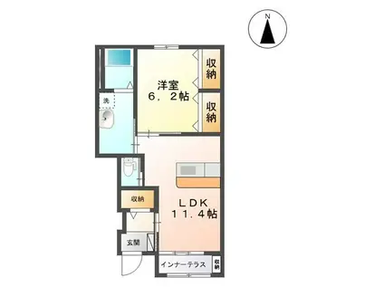 シャイン ヴィレッジ 大木戸 A(1LDK/1階)の間取り写真