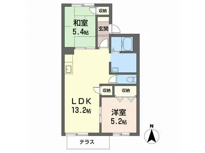 レルムカミニート(2LDK/1階)の間取り写真