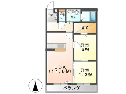 M RICCI (2LDK/4階)の間取り写真