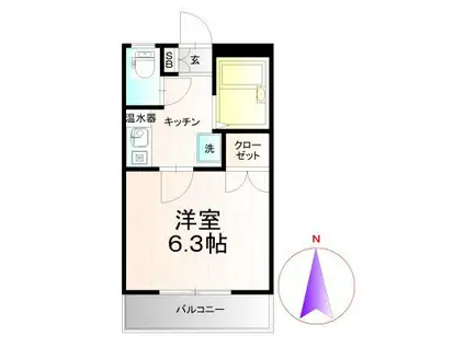 ラプラス郡山(1K/1階)の間取り写真