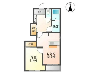 エスタス カーサII(1LDK/1階)の間取り写真