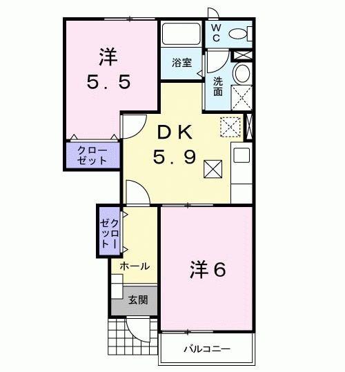 メゾンソレイユA(2DK/1階)の間取り写真