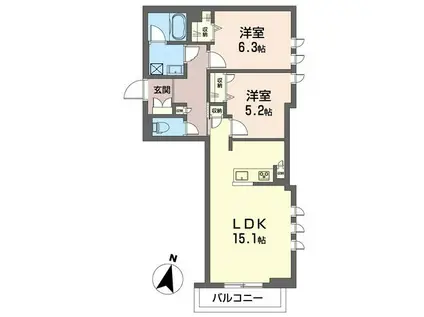 リラフォート(2LDK/2階)の間取り写真