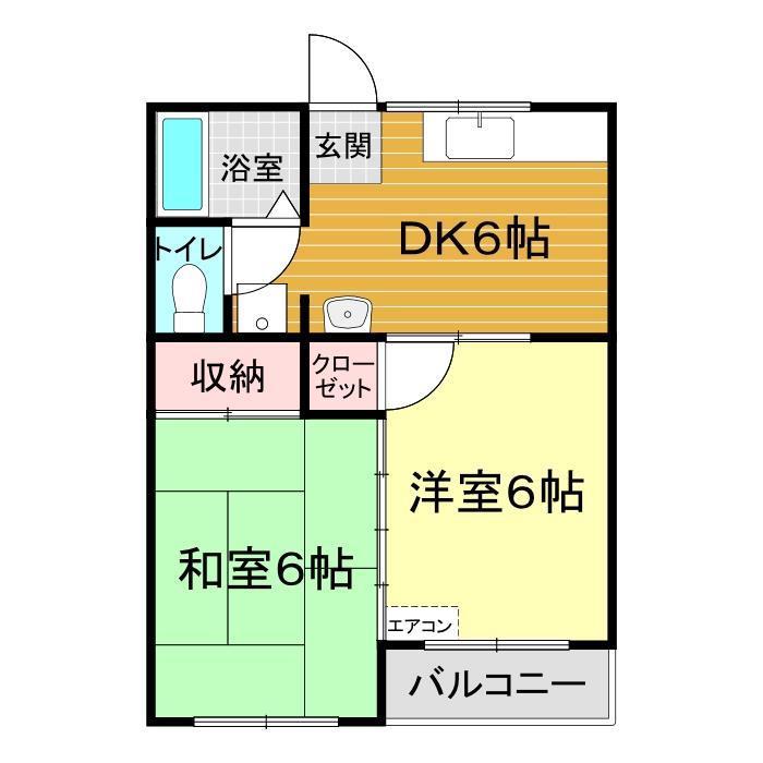 サンハイツ児玉(2DK/2階)の間取り写真