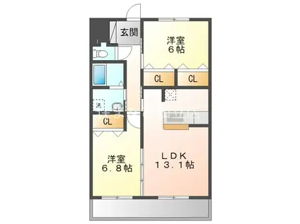 ベルデ東栄II(2LDK/1階)の間取り写真