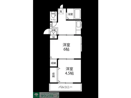 グリーンコーポ(2K/2階)の間取り写真