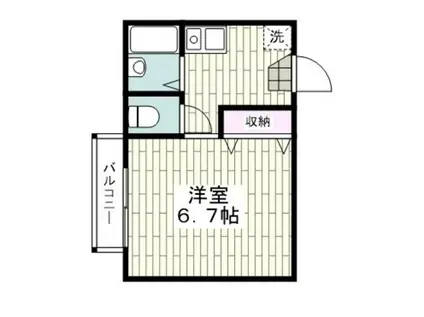 リバーサイド大岡(1K/2階)の間取り写真