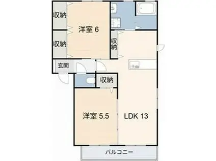 ビレッジ亀沢D(2LDK/2階)の間取り写真