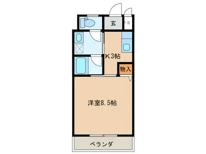 グローバル5(1K/4階)の間取り写真