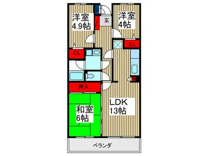 ラネックス川越(3LDK/2階)の間取り写真