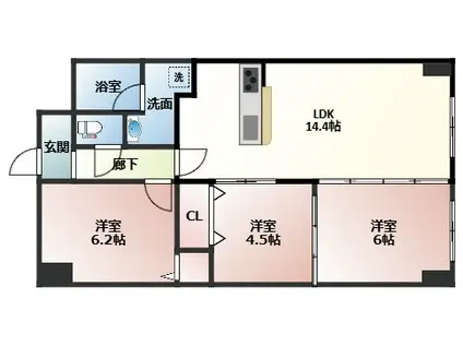 手柄アートスカイハイツ(3LDK/5階)の間取り写真
