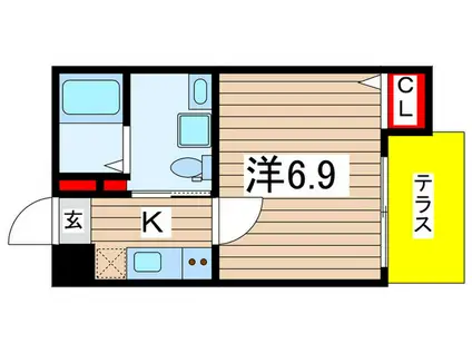 VOIER SOLEIL NISHITUGA(1K/1階)の間取り写真