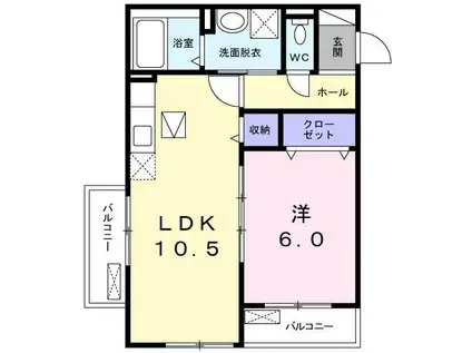 モーションブルーケー(1LDK/1階)の間取り写真