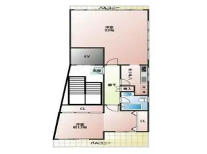 池尻大橋グリーンランドビル(2LDK/4階)の間取り写真