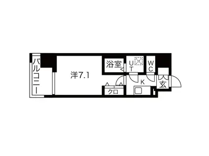 ワールドアイ難波南ポルタ(1K/7階)の間取り写真