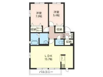 ソレイユB(2LDK/2階)の間取り写真