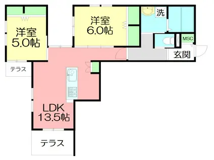 VILLA LUCIOLAII(2LDK/1階)の間取り写真