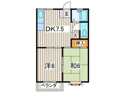 サンハイツ湘南A棟(2DK/2階)の間取り写真