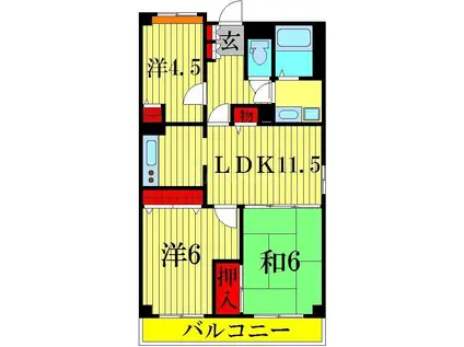 アクシス高砂(3LDK/5階)の間取り写真