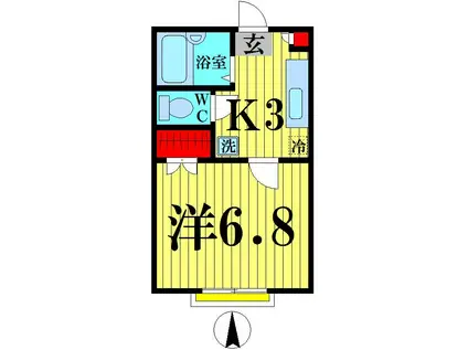 リュエルIRIYA(1K/1階)の間取り写真