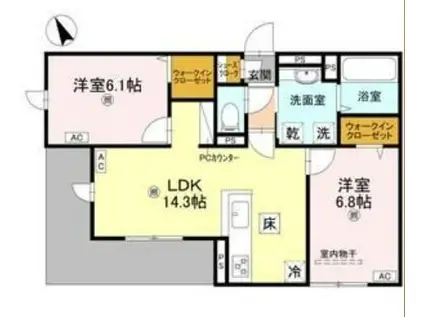 D-RESIDENCE桜井/1F(2LDK/1階)の間取り写真