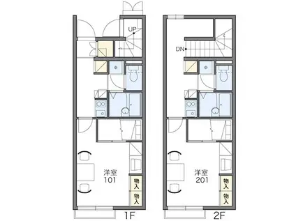 JR宇都宮線 矢板駅 徒歩23分 2階建 築19年(1K/2階)の間取り写真