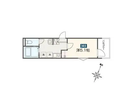 MELDIA京成小岩(1K/3階)の間取り写真