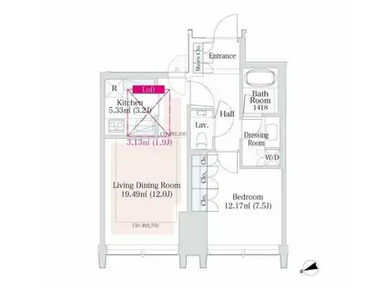 ラ・トゥール新宿グランド(1LDK/20階)の間取り写真