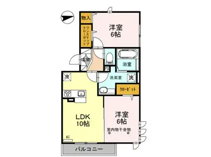 ロイジェントパークスレイクタウンIII J(2LDK/2階)の間取り写真
