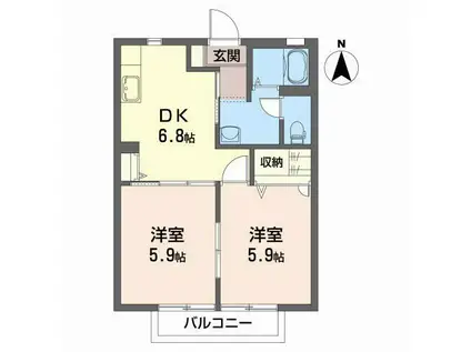 ル・グランM・K(2DK/2階)の間取り写真