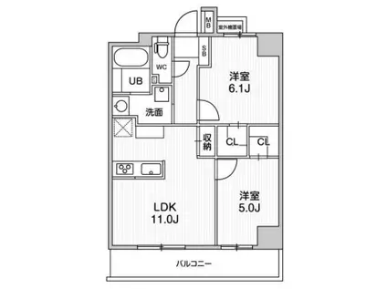 ALTERNA日暮里(2LDK/10階)の間取り写真