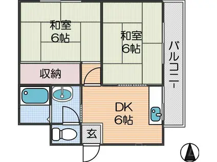 コーポ南加賀屋(2DK/2階)の間取り写真