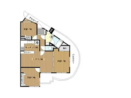 RKプラザ新横浜(3LDK/9階)の間取り写真