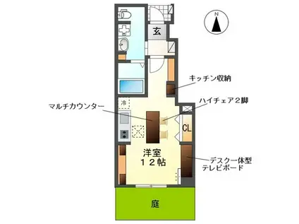 スマイル 和楽(ワンルーム/1階)の間取り写真