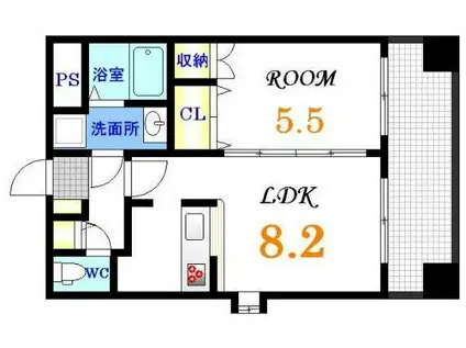 JGRACE 河原町(1LDK/4階)の間取り写真