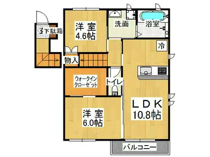 エトワール(2LDK/2階)の間取り写真