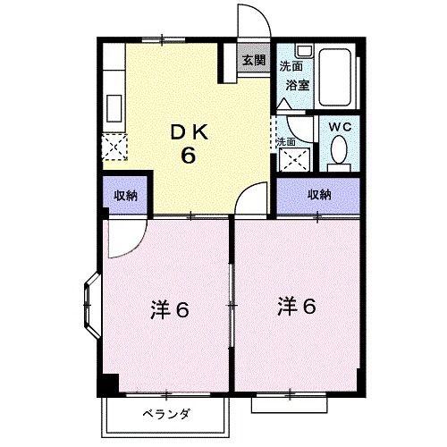 エルディム千田A(2DK/2階)の間取り写真