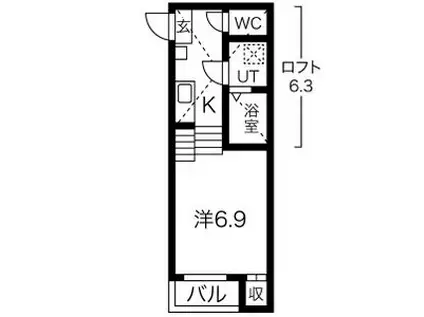 VILLA EMILIA(1K/2階)の間取り写真