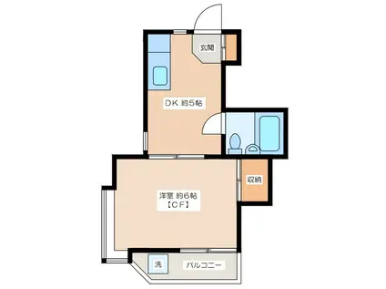 ハイツパーシモン(1DK/1階)の間取り写真