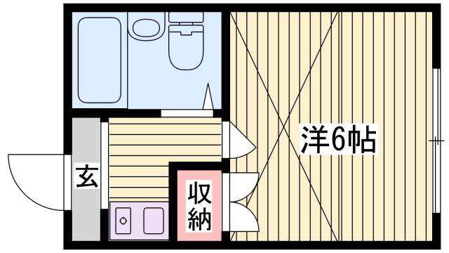 メゾン・ド・KY西飾磨(1K/2階)の間取り写真