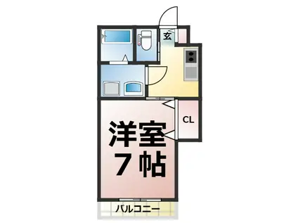 COCO覚王山2(1K/2階)の間取り写真