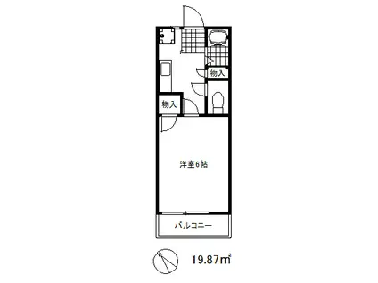 ホーミー前田(1K/2階)の間取り写真