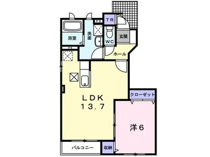 メゾンソレイユIII(1LDK/1階)の間取り写真