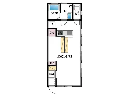 PECHE(1SK/1階)の間取り写真