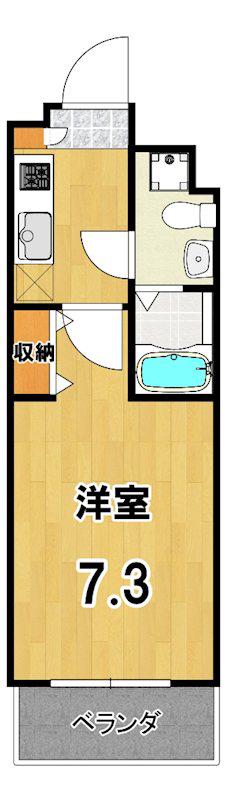 D.CLAREST CREST TAPP 二条(1K/1階)の間取り写真