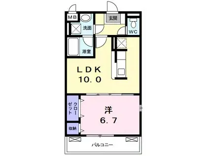 リバーサイドヒル(1LDK/1階)の間取り写真