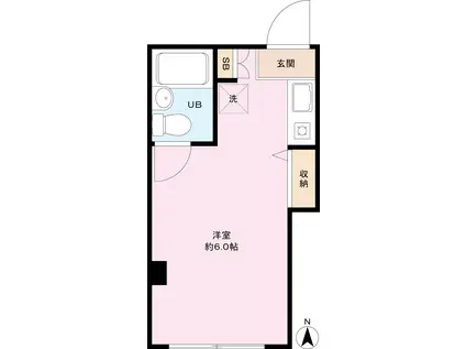 ルージュ駒場(ワンルーム/3階)の間取り写真
