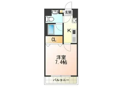 リアーレ北田辺(1K/6階)の間取り写真