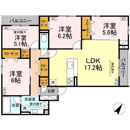 アセット-コート中町(4LDK/3階)の間取り写真