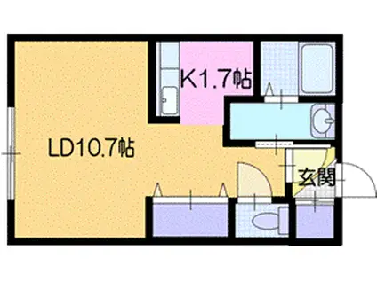 A.I南郷(1K/3階)の間取り写真